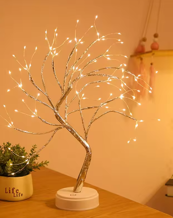 LED Nachtlamp Mini Kerstboom – Koperdraad Fairy Light Decoratie voor Kinderkamer en Slaapkamer