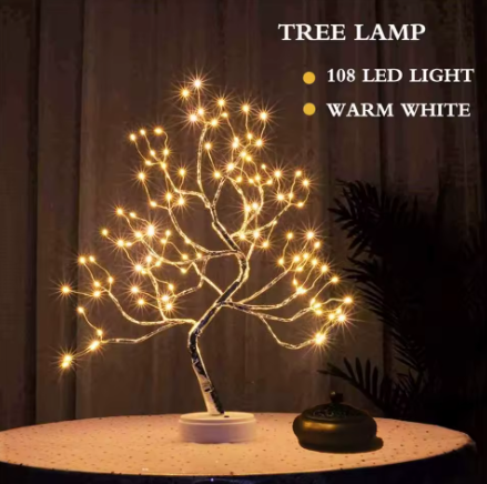 LED Nachtlamp Mini Kerstboom – Koperdraad Fairy Light Decoratie voor Kinderkamer en Slaapkamer