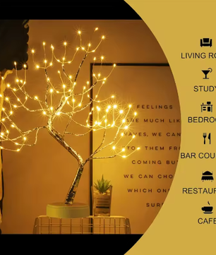 LED Nachtlamp Mini Kerstboom – Koperdraad Fairy Light Decoratie voor Kinderkamer en Slaapkamer
