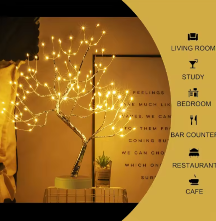 LED Nachtlamp Mini Kerstboom – Koperdraad Fairy Light Decoratie voor Kinderkamer en Slaapkamer