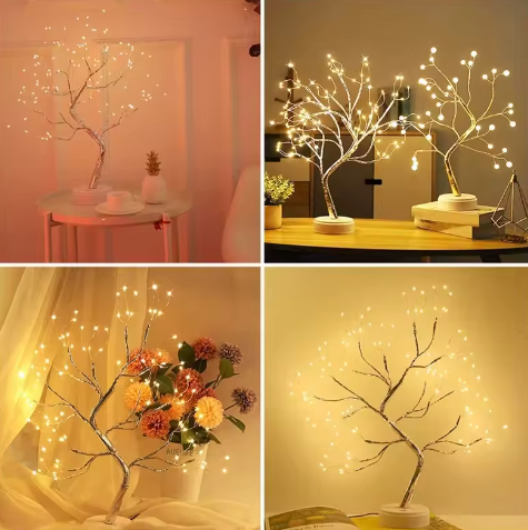 LED Nachtlamp Mini Kerstboom – Koperdraad Fairy Light Decoratie voor Kinderkamer en Slaapkamer