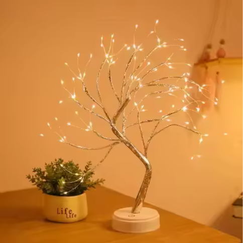 LED Nachtlamp Mini Kerstboom – Koperdraad Fairy Light Decoratie voor Kinderkamer en Slaapkamer