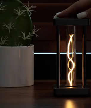 Vierkante Quantum Nachtlamp met Aanraakschakelaar – LED Tafellamp met Dimbare Modi en Type-C Opladen