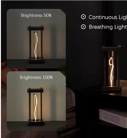 Vierkante Quantum Nachtlamp met Aanraakschakelaar – LED Tafellamp met Dimbare Modi en Type-C Opladen
