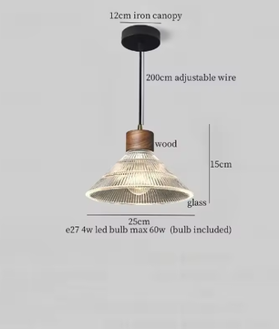 Franse Vintage Houten Hanglamp – Nordic Design met E27 LED voor Woon- en Eetkamer
