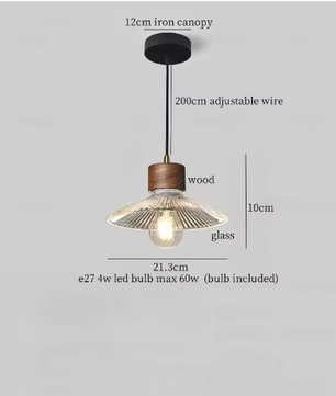 Franse Vintage Houten Hanglamp – Nordic Design met E27 LED voor Woon- en Eetkamer