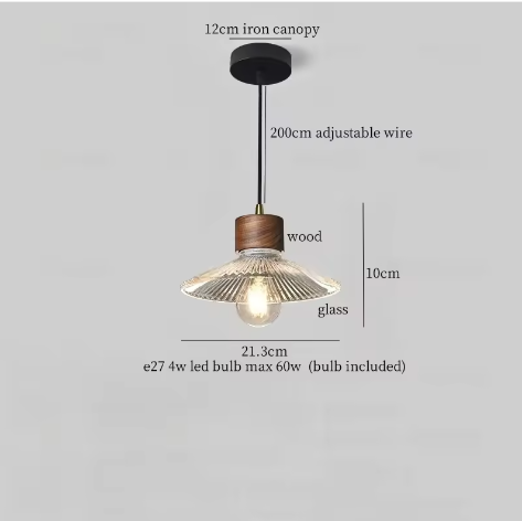 Franse Vintage Houten Hanglamp – Nordic Design met E27 LED voor Woon- en Eetkamer