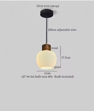 Franse Vintage Houten Hanglamp – Nordic Design met E27 LED voor Woon- en Eetkamer
