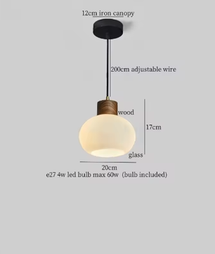 Franse Vintage Houten Hanglamp – Nordic Design met E27 LED voor Woon- en Eetkamer