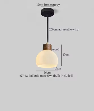 Franse Vintage Houten Hanglamp – Nordic Design met E27 LED voor Woon- en Eetkamer