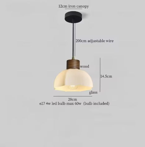 Franse Vintage Houten Hanglamp – Nordic Design met E27 LED voor Woon- en Eetkamer