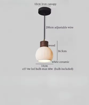 Franse Vintage Houten Hanglamp – Nordic Design met E27 LED voor Woon- en Eetkamer