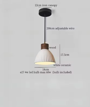 Franse Vintage Houten Hanglamp – Nordic Design met E27 LED voor Woon- en Eetkamer