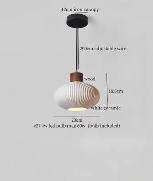 Franse Vintage Houten Hanglamp – Nordic Design met E27 LED voor Woon- en Eetkamer