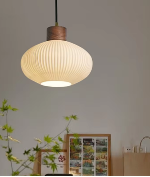 Franse Vintage Houten Hanglamp – Nordic Design met E27 LED voor Woon- en Eetkamer