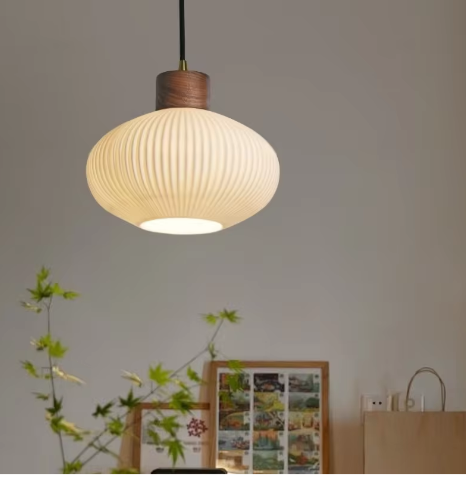 Franse Vintage Houten Hanglamp – Nordic Design met E27 LED voor Woon- en Eetkamer