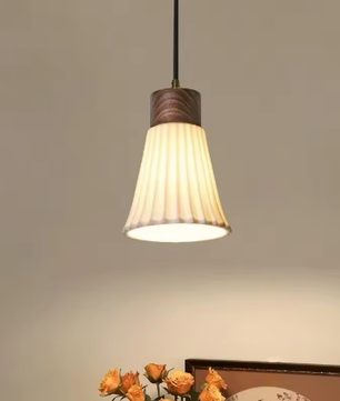 Franse Vintage Houten Hanglamp – Nordic Design met E27 LED voor Woon- en Eetkamer