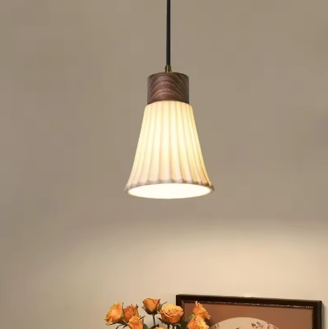 Franse Vintage Houten Hanglamp – Nordic Design met E27 LED voor Woon- en Eetkamer