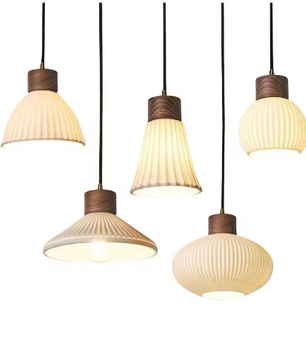 Franse Vintage Houten Hanglamp – Nordic Design met E27 LED voor Woon- en Eetkamer