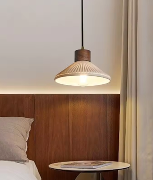 Franse Vintage Houten Hanglamp – Nordic Design met E27 LED voor Woon- en Eetkamer