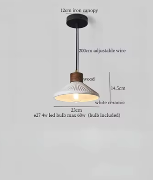 Franse Vintage Houten Hanglamp – Nordic Design met E27 LED voor Woon- en Eetkamer