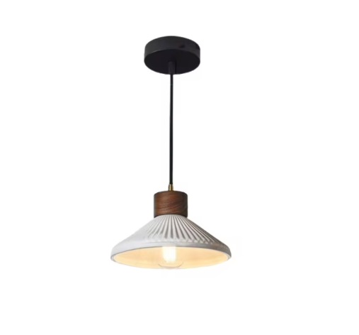 Franse Vintage Houten Hanglamp – Nordic Design met E27 LED voor Woon- en Eetkamer