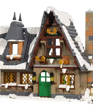 Kersthuisje Bouwspeelgoed Streetview – MOC Christmas Cottage Bouwstenen Set voor Kinderen