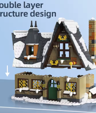 Kersthuisje Bouwspeelgoed Streetview – MOC Christmas Cottage Bouwstenen Set voor Kinderen