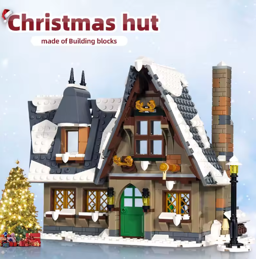 Kersthuisje Bouwspeelgoed Streetview – MOC Christmas Cottage Bouwstenen Set voor Kinderen