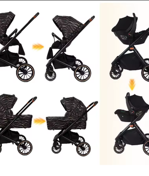 4-in-1 Kinderwagen met Omkeerbare Zitting en Eénhands Opvouwsysteem