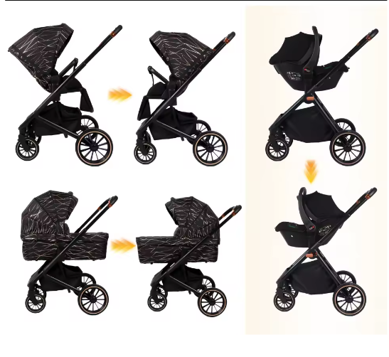 4-in-1 Kinderwagen met Omkeerbare Zitting en Eénhands Opvouwsysteem