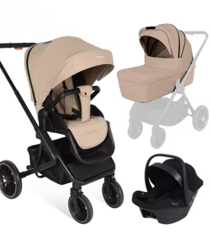 3-in-1 Kinderwagen met I-Size Autostoel, Aluminium Frame en Opvouwbaar