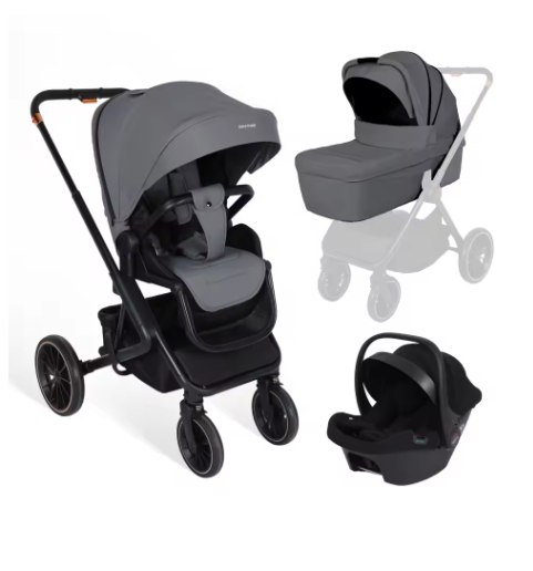 3-in-1 Kinderwagen met I-Size Autostoel, Aluminium Frame en Opvouwbaar