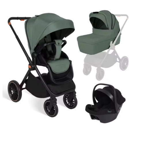 3-in-1 Kinderwagen met I-Size Autostoel, Aluminium Frame en Opvouwbaar