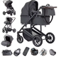 3-in-1 Kinderwagen met Luxe Opvouwbaar Aluminium Frame voor Pasgeborenen