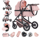 3-in-1 Kinderwagen met Luxe Opvouwbaar Aluminium Frame voor Pasgeborenen