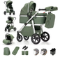 3-in-1 Kinderwagen met Luxe Opvouwbaar Aluminium Frame voor Pasgeborenen
