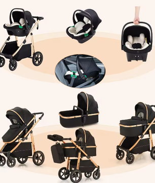 Kinderwagen 3-in-1 – Multifunctioneel, Opvouwbaar en Veiligheidszitje EU-norm