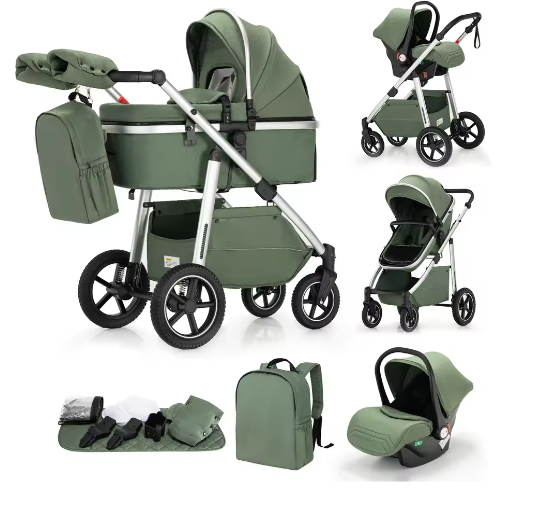 Kinderwagen 3-in-1 – Multifunctioneel, Opvouwbaar en Veiligheidszitje EU-norm