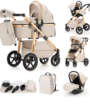 Kinderwagen 3-in-1 – Multifunctioneel, Opvouwbaar en Veiligheidszitje EU-norm