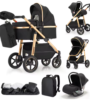 Kinderwagen 3-in-1 – Multifunctioneel, Opvouwbaar en Veiligheidszitje EU-norm