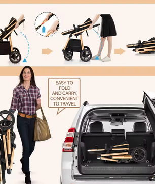 Kinderwagen 3-in-1 – Multifunctioneel, Opvouwbaar en Veiligheidszitje EU-norm