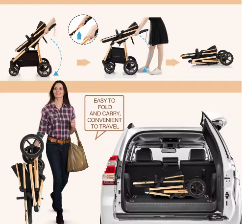 Kinderwagen 3-in-1 – Multifunctioneel, Opvouwbaar en Veiligheidszitje EU-norm