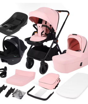 4-in-1 Kinderwagen met Autostoeltje en ISOFIX-Basis – Omkeerbaar Reissysteem voor Pasgeborenen