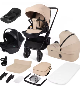 4-in-1 Kinderwagen met Autostoeltje en ISOFIX-Basis – Omkeerbaar Reissysteem voor Pasgeborenen