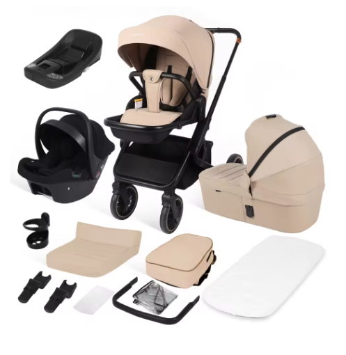 4-in-1 Kinderwagen met Autostoeltje en ISOFIX-Basis – Omkeerbaar Reissysteem voor Pasgeborenen