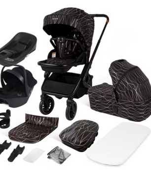 4-in-1 Kinderwagen met Autostoeltje en ISOFIX-Basis – Omkeerbaar Reissysteem voor Pasgeborenen