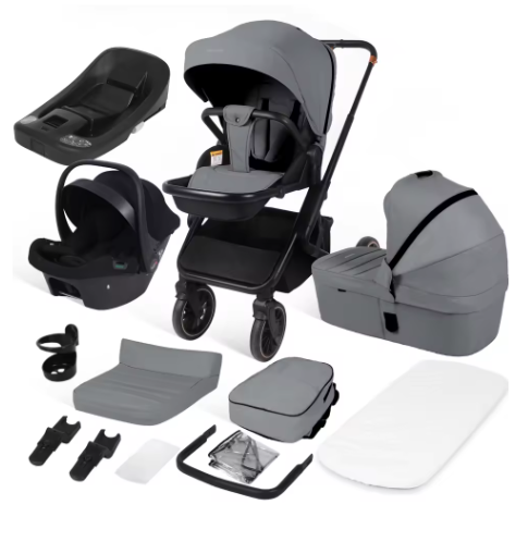 4-in-1 Kinderwagen met Autostoeltje en ISOFIX-Basis – Omkeerbaar Reissysteem voor Pasgeborenen