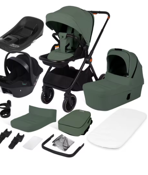 4-in-1 Kinderwagen met Autostoeltje en ISOFIX-Basis – Omkeerbaar Reissysteem voor Pasgeborenen