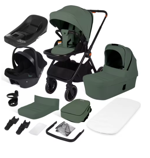 4-in-1 Kinderwagen met Autostoeltje en ISOFIX-Basis – Omkeerbaar Reissysteem voor Pasgeborenen